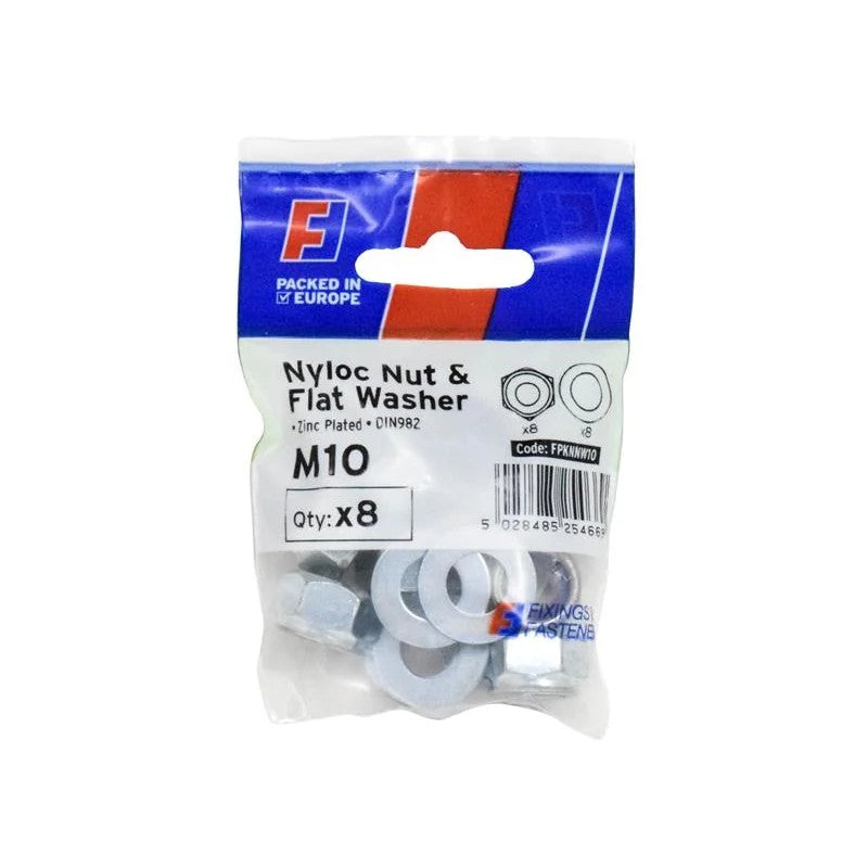 ForgeFix Nyloc Nut & Washer M10 ForgePack 8 - FPKNNW10