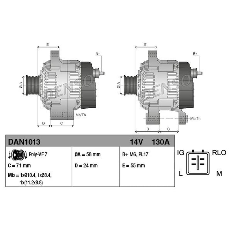 Denso Car Alternator 12V DAN1013