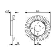Bosch 2 x Vented Brake Discs 0 986 479 U61