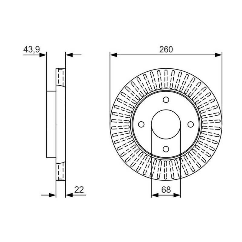 Bosch 2 x Vented Brake Discs 0 986 479 U61