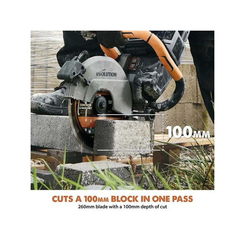Evolution R260DCT-Li Cordless Disc Cutter 260mm 18V 2 x 8.0Ah Li-ion - 109-0001A