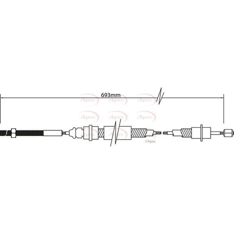 Apec Handbrake Cable Left Rear CAB1349