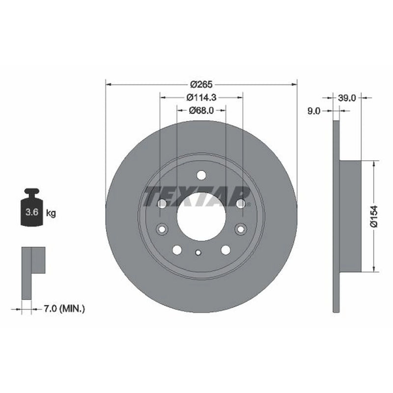 Textar 2 x Solid Rear Brake Discs 92324703