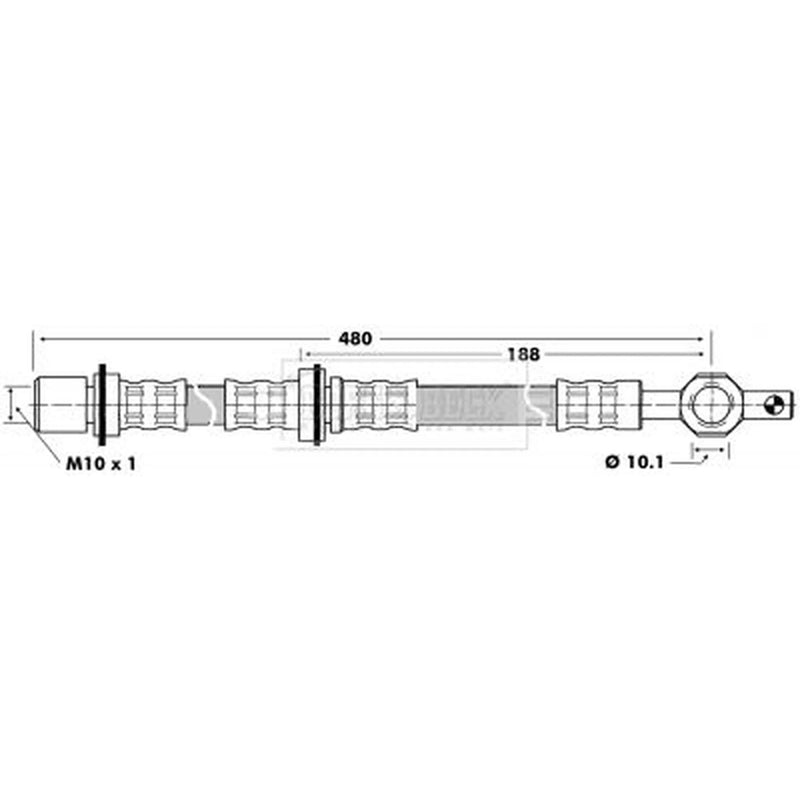 Borg & Beck Brake Hydraulic Hose Line Front Left BBH6443