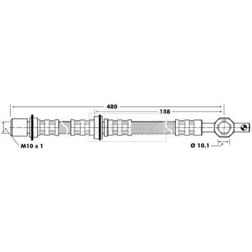 Borg & Beck Brake Hydraulic Hose Line Front Left BBH6443