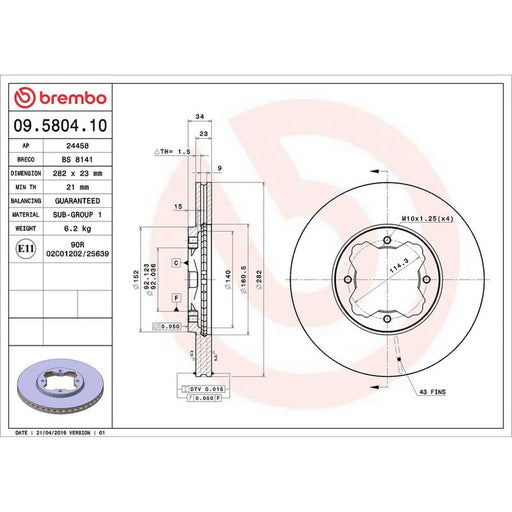 Brembo 2 x Front Brake Discs 09.5804.10
