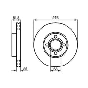 Bosch 2 x Internally Vented Front Brake Discs 0 986 478 549