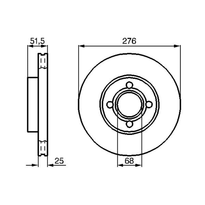 Bosch 2 x Internally Vented Front Brake Discs 0 986 478 549