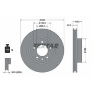 Textar 2 x Front Vented Brake Discs 92121505