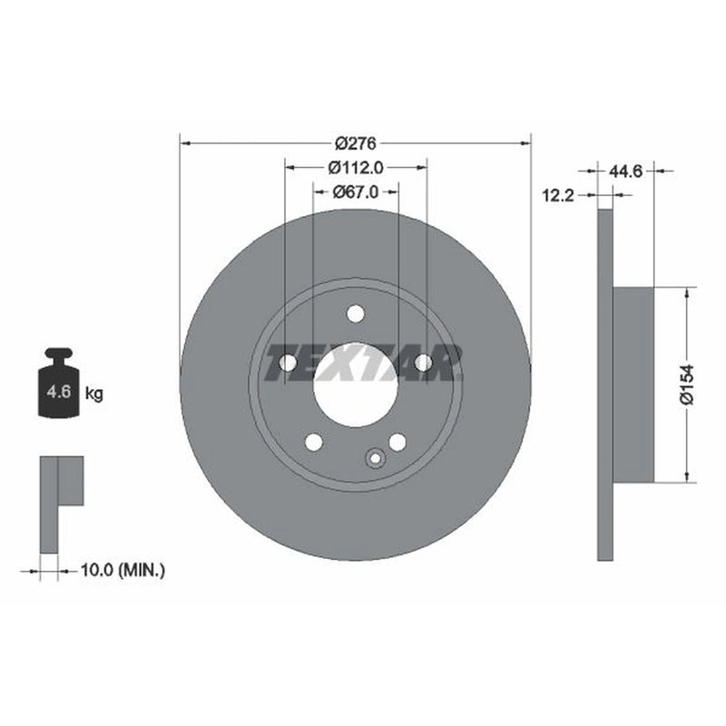 Textar 2 x Solid Front Brake Discs 92131803