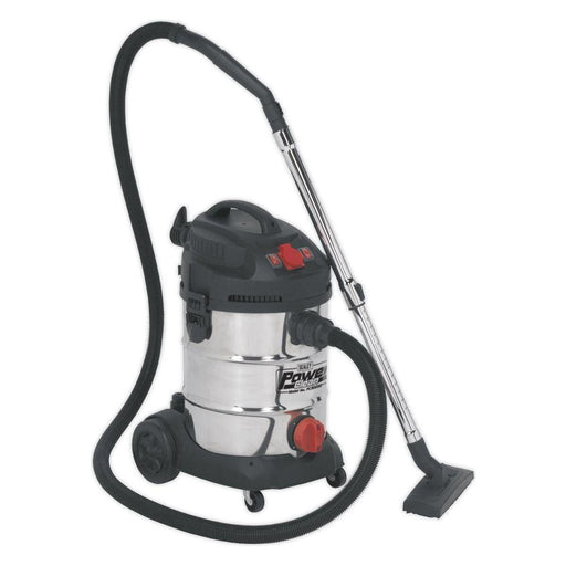 Sealey Vacuum Cleaner Industrial 30L 1400W/230V Stainless Drum Auto Start Sealey  - Town Parts