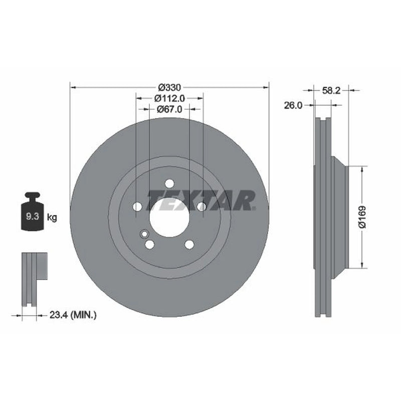 Textar 2 x Rear Brake Discs 92197903