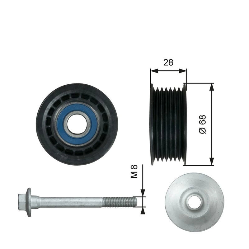 Gates V-Ribbed Belt Deflection/Guide Pulley T36731