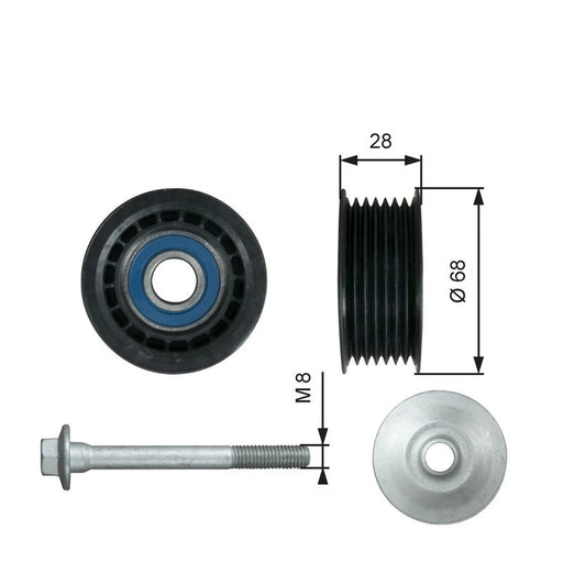 Gates V-Ribbed Belt Deflection/Guide Pulley T36731