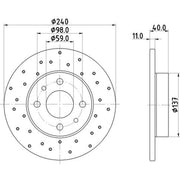 Mintex 2 x Perforated Rear Brake Discs MDC3163C