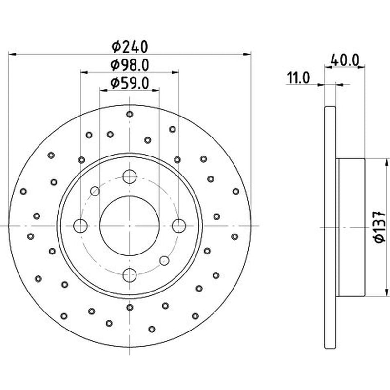 Mintex 2 x Perforated Rear Brake Discs MDC3163C