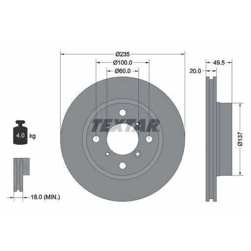 Textar 2 x Front Brake Discs 92093200