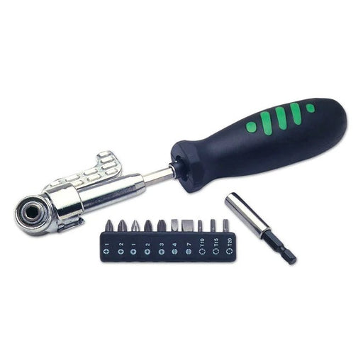 Laser Tools 3-Way Angled Head Screwdriver & 10 Bits - PL