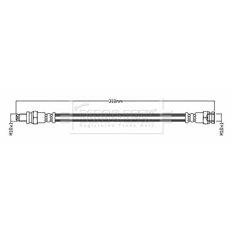 Borg & Beck Brake Hydraulic Hose Line Front Left BBH8752