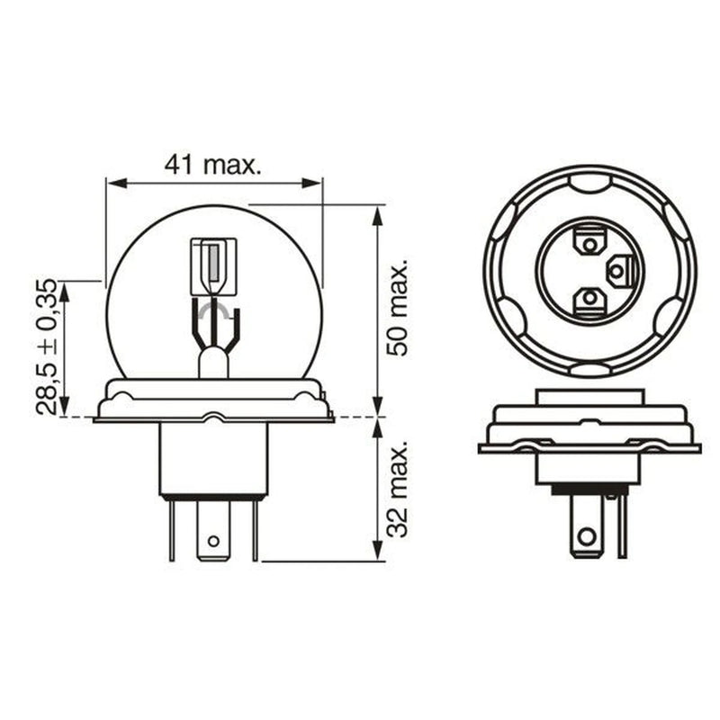 Bosch Car Light Bulb R2 (Bilux) P45t 24V 55/50W 1 987 302 875