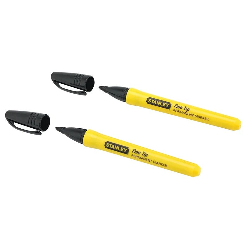 STANLEY® Hand Tools Fine Tip Permanent Marker Black (Pack 2) - 0-47-316
