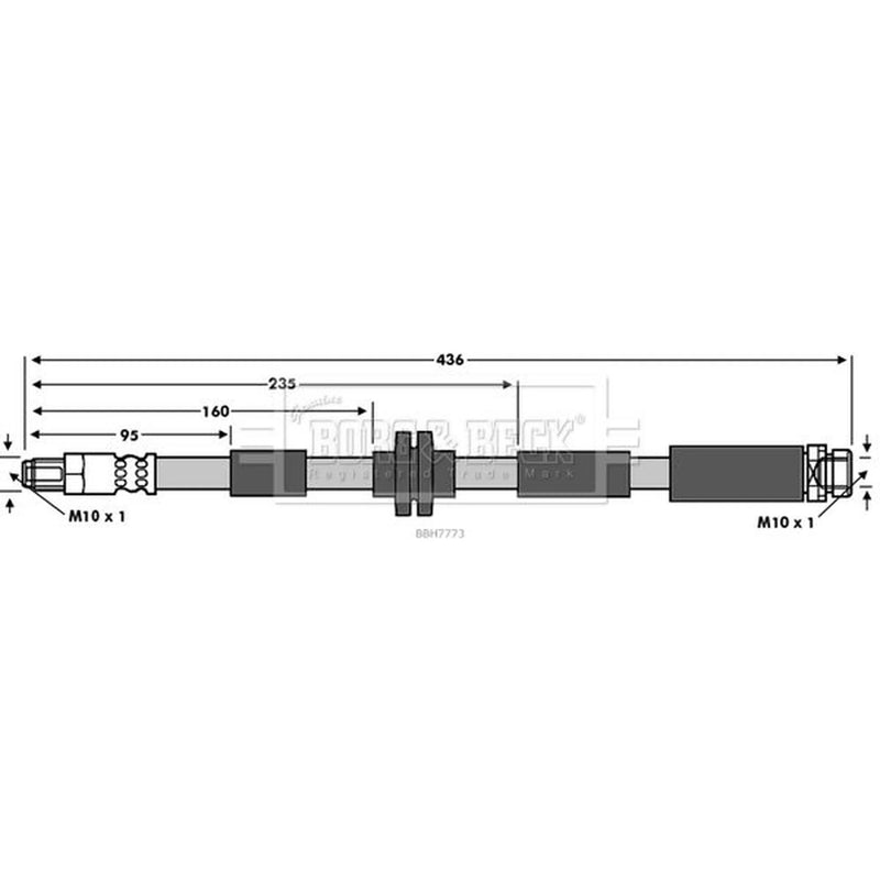 Borg & Beck Brake Hydraulic Hose Line Rear Left BBH7773
