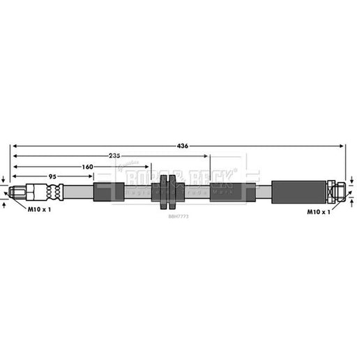 Borg & Beck Brake Hydraulic Hose Line Rear Left BBH7773