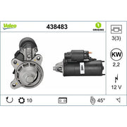 Valeo Starter Motor 12V 2.2kW 10 Teeth 438483