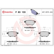 Brembo 4 x Rear Brake Pad Set P83133