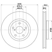 Mintex 2 x Internally Vented Front Brake Discs MDC2638