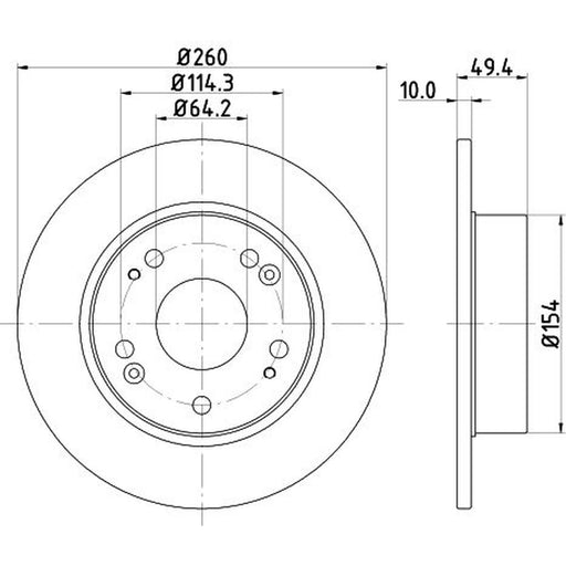 DON 2 x Solid Rear Brake Discs PCD12372