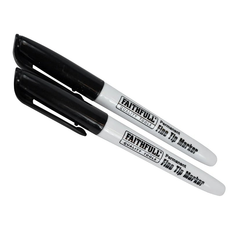 Faithfull Fibre Tip Marker Pen Black (Pack 2) - FAIFTMBLK2