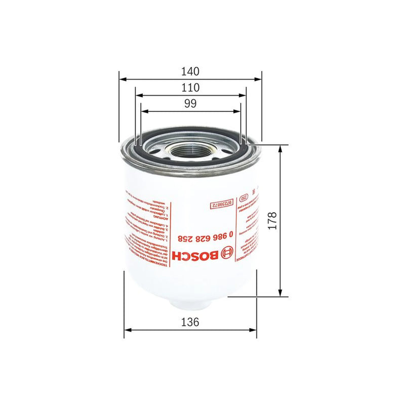 Bosch Compressed-Air System Air Dryer Cartridge 0 986 628 258
