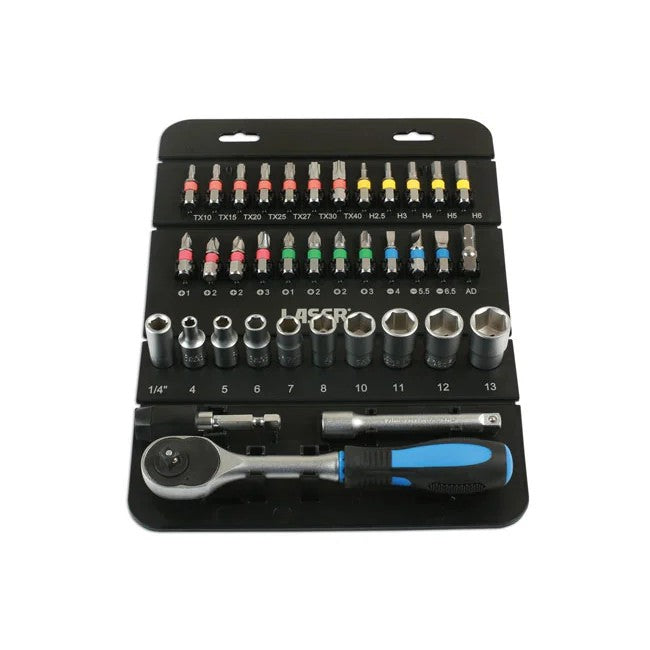 Laser Tools Socket & Bit Set 1/4"D 37pc - PL