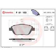 Brembo 4 x Front Brake Pad Set P61103