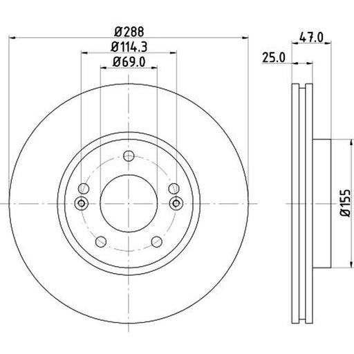 DON 2 x Internally Vented Front Brake Discs PCD22682
