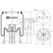 Febi Air Suspension Bellow 260mm 39504