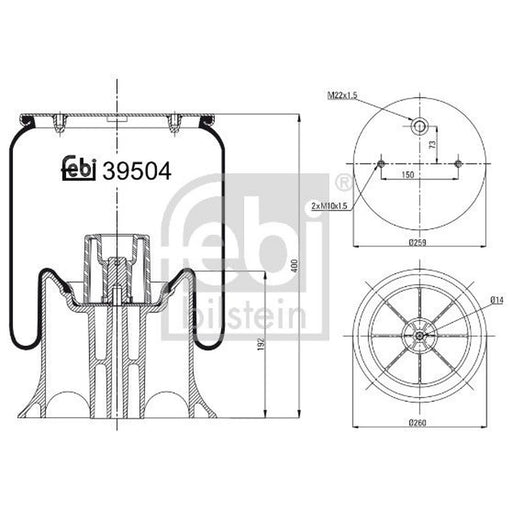 Febi Air Suspension Bellow 260mm 39504