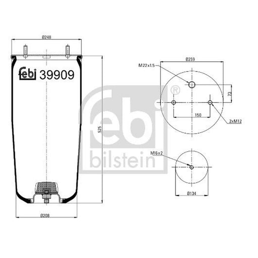 Febi Air Suspension Bellow 208mm 39909