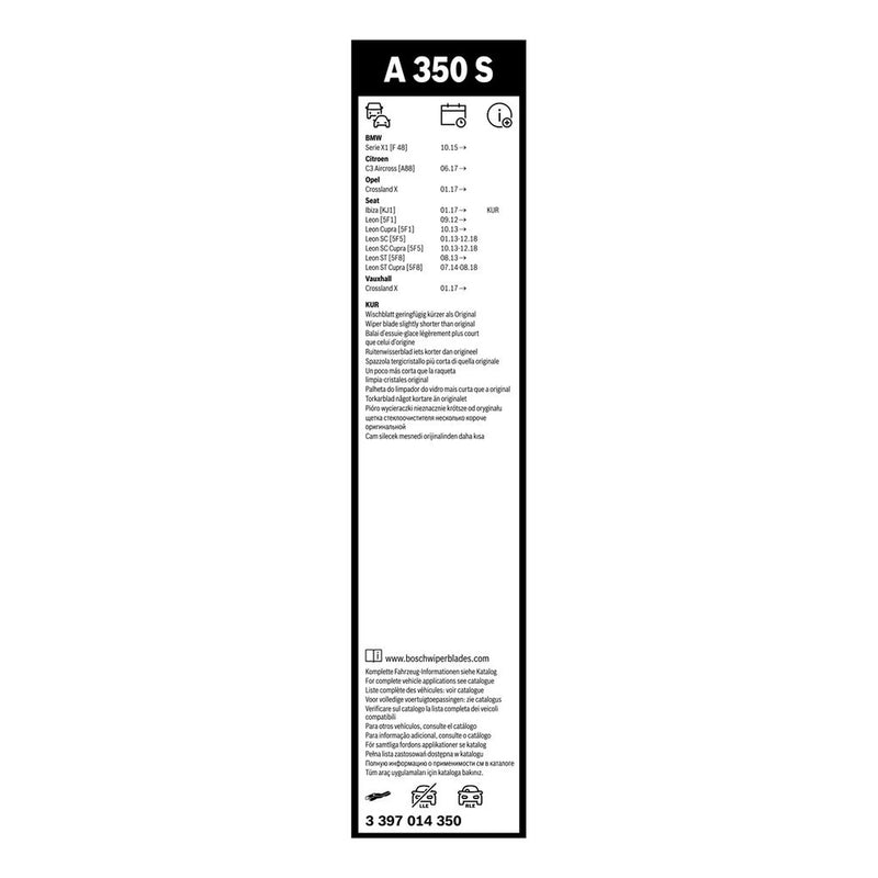 Bosch Aerotwin Wiper Blade Set 650mm + 400mm — A350S OE 61612407291