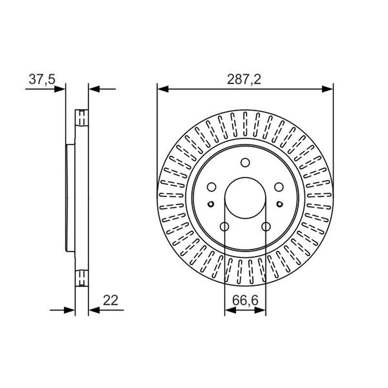 Bosch 2 x Vented Brake Discs 0 986 479 A98