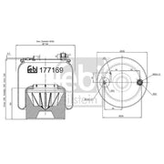 Febi Air Suspension Bellow 200mm Rear Right 177169