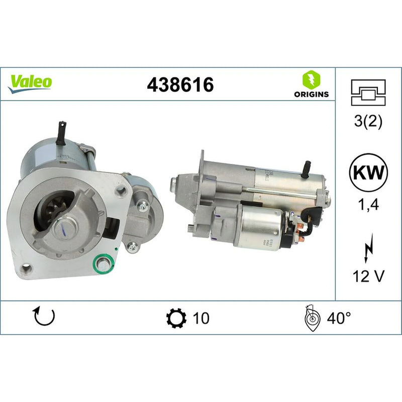 Valeo Starter Motor 12V 1.4kW 10 Teeth 438616