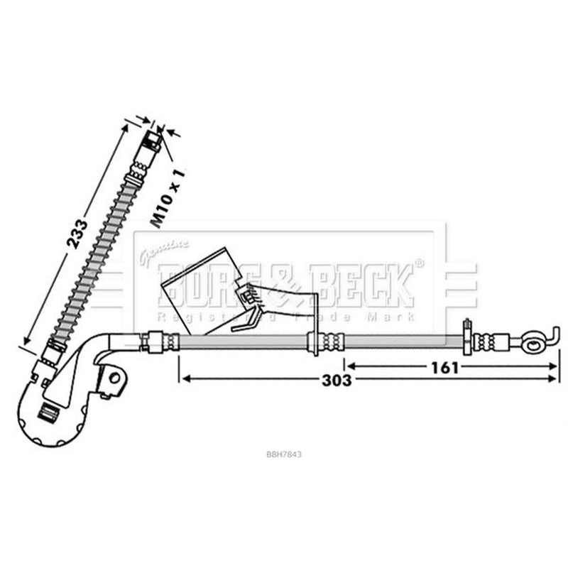 Borg & Beck Brake Hydraulic Hose Line Front Right BBH7843