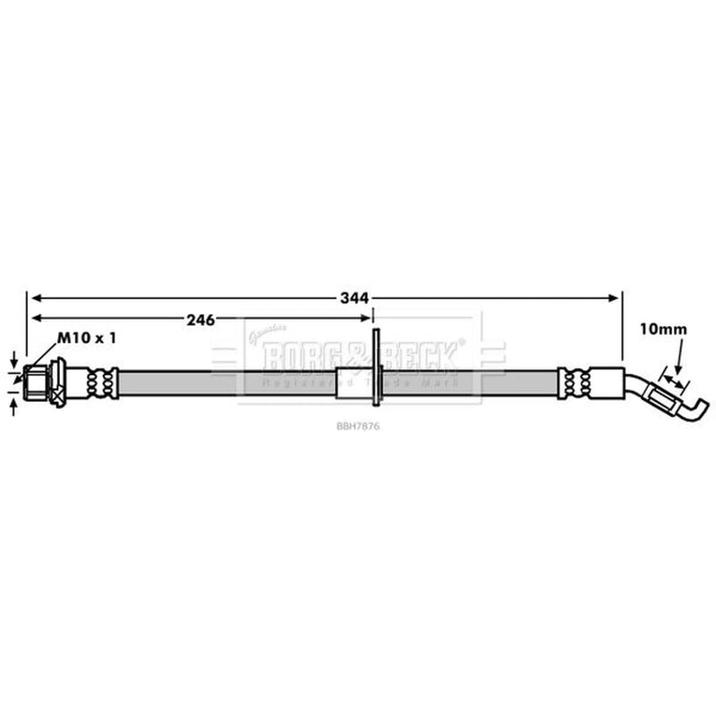 Borg & Beck Brake Hydraulic Hose Line Rear Right BBH7876