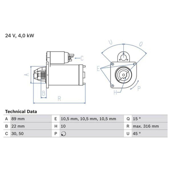 Bosch Reman Starter Motor (Hgv) 2299 0986022990 Bosch  - Town Parts