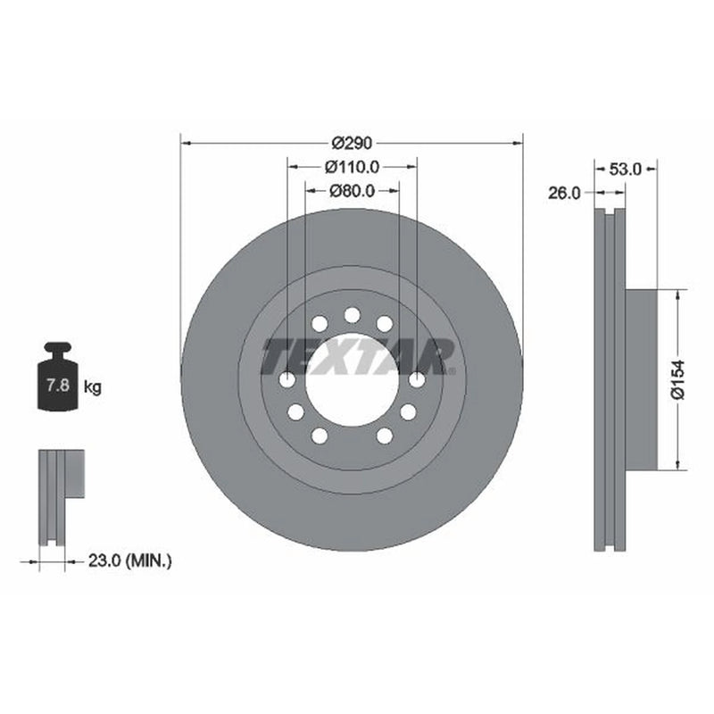 Textar 2 x Vented Front Brake Discs 93127200