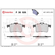 Brembo 4 x Rear Brake Pad Set P36026