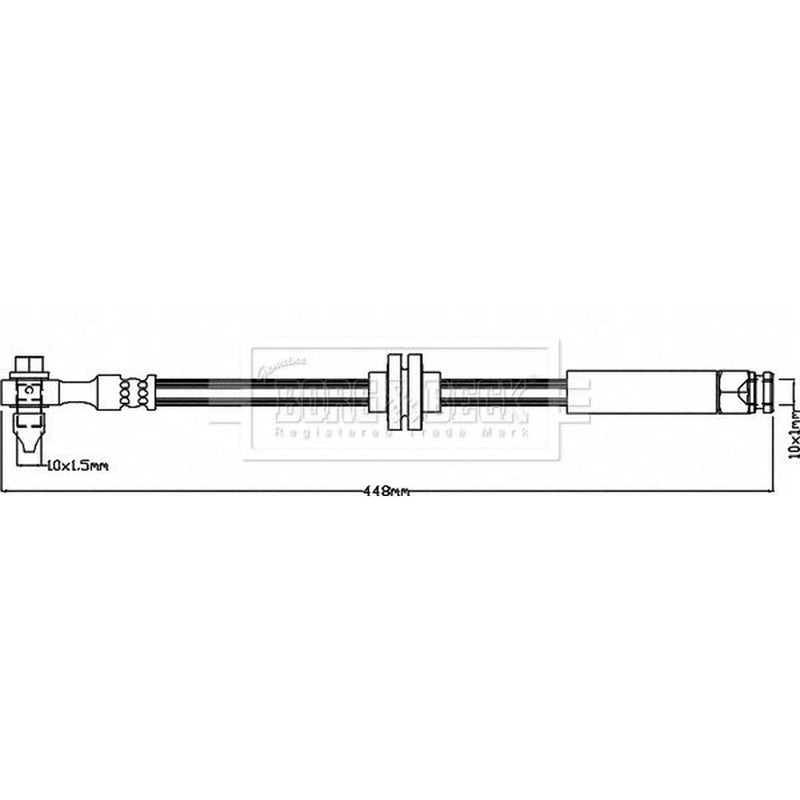 Borg & Beck Brake Hydraulic Hose Line Front Left BBH8383