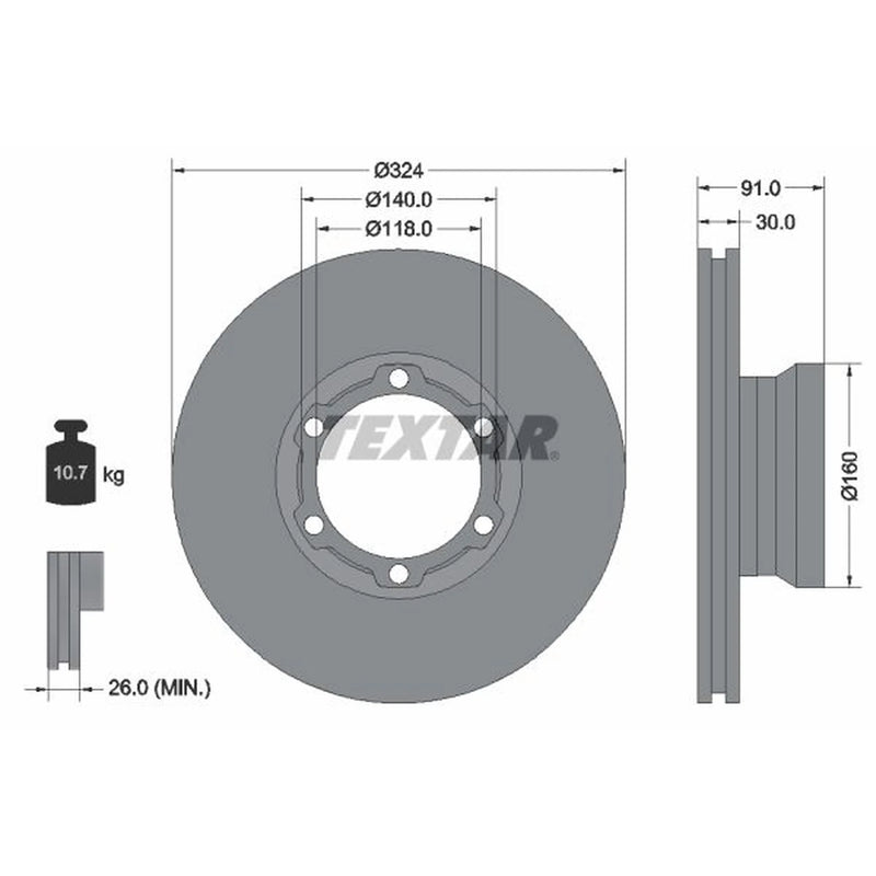 Textar 2 x Vented Front Brake Discs 93087600